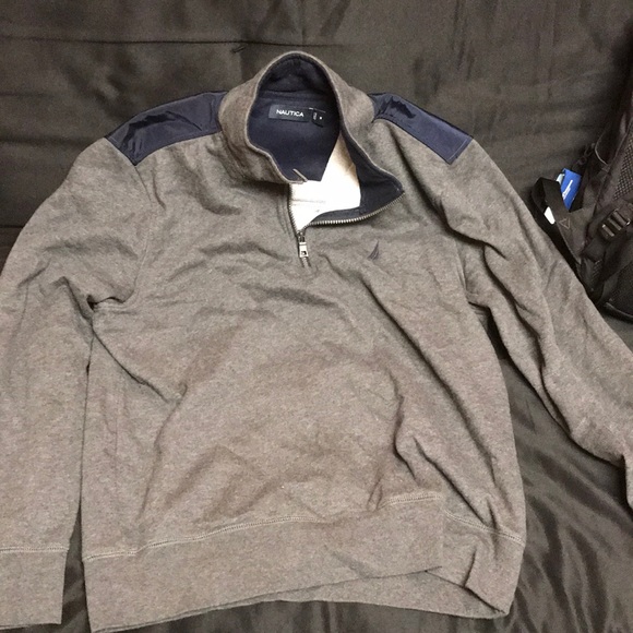 Nautica Grey and navy blue Quarter zip - Picture 1 of 4